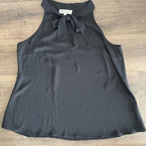 Pink Rose Black Sleeveless Blouse